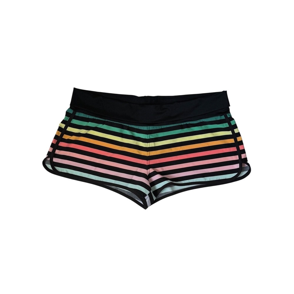 Raisins Swimwear Aloha Stripe Surf Shorts Fold  Over Waist Beach Vacation NWT XL